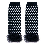 Baby Girls Black & White Leg Warmers with Chiffon Ankles