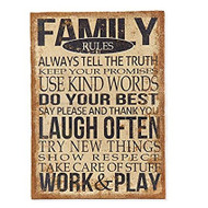 Family Rules Burlap Wall Print
