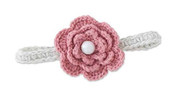 Baby Girls White Knit Headband with Pink Flower