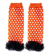 Baby Girls Orange & White Leg Warmers with Chiffon Ankles