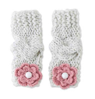 Baby Girls Vintage Gray & Rose Flower Knit Leg Warmers