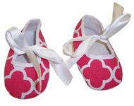 Fuschia Quaterfoil Tie Crib Shoes - 0-6 months