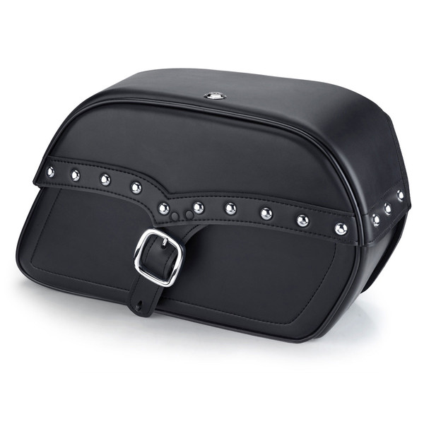 Harley Dyna Fat Bob FXDF Charger Single Strap Studded Leather Saddlebags