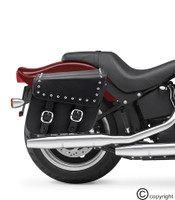 Nomad Slanted Large Studded Leather Motorcycle Saddlebags with Buckles 2