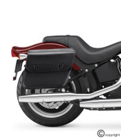 Nomad Slanted Medium Plain Black Leather Motorcycle Saddlebags  2