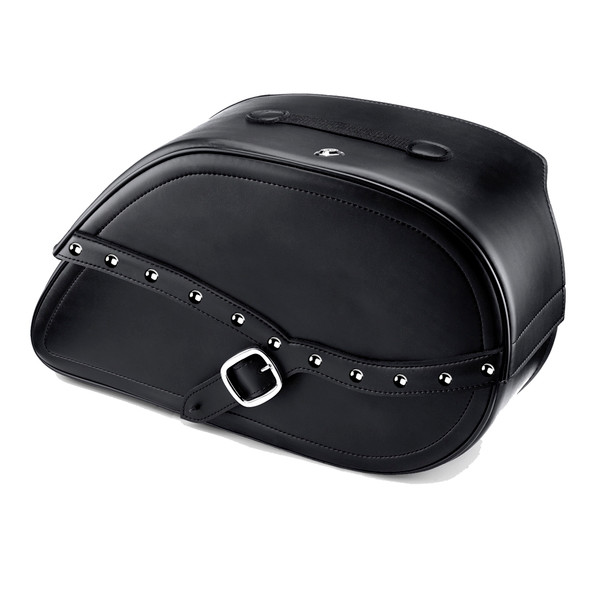Harley Dyna Super Glide FXD Armor Shock Cutout Studded Leather Saddlebags