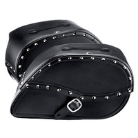 Harley Dyna Super Glide FXD Armor Shock Cutout Studded Leather Saddlebags 4