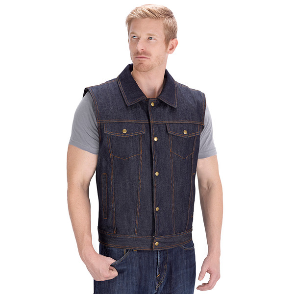 Viking Cycle Freedom Blue Denim Motorcycle Vest Front Side