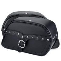 Harley Dyna Wide Glide FXDWG Shock Cutout SS Large Slanted Studded Leather Saddlebags 4