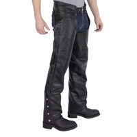 Nomad USA Braided Motorcycle Leather Chaps Front View