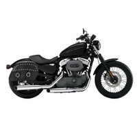 Harley Sportster 1200 Nightster XL 1200N Shock Cutout Large Slanted Studded Leather Saddlebags