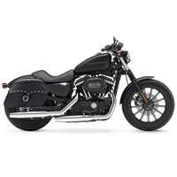 Harley Sportster 883 Iron XL883N Shock Cutout SS Large Slanted Studded Leather Saddlebags 2