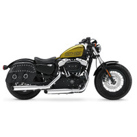 Harley Sportster Forty Eight Shock Cutout Large Slanted Studded Leather Saddlebags