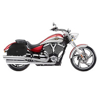 Victory Vegas Series Extra Large Leather Saddlebags On Bike View