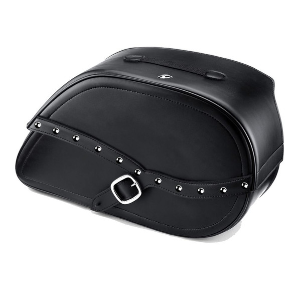 Harley Sportster SuperLow Armor Shock Cutout Studded Leather Saddlebags