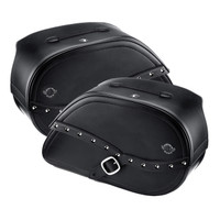 Vikingbags Honda 1500 Valkyrie Interstate Armor Shock Cutout Studded Motorcycle Saddlebags Both Bags View
