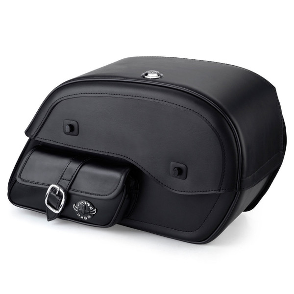 Vikingbags Honda 1500 Valkyrie Interstate Charger Side Pocket with Shock Cutout Leather Motorcycle Saddlebags Main Image