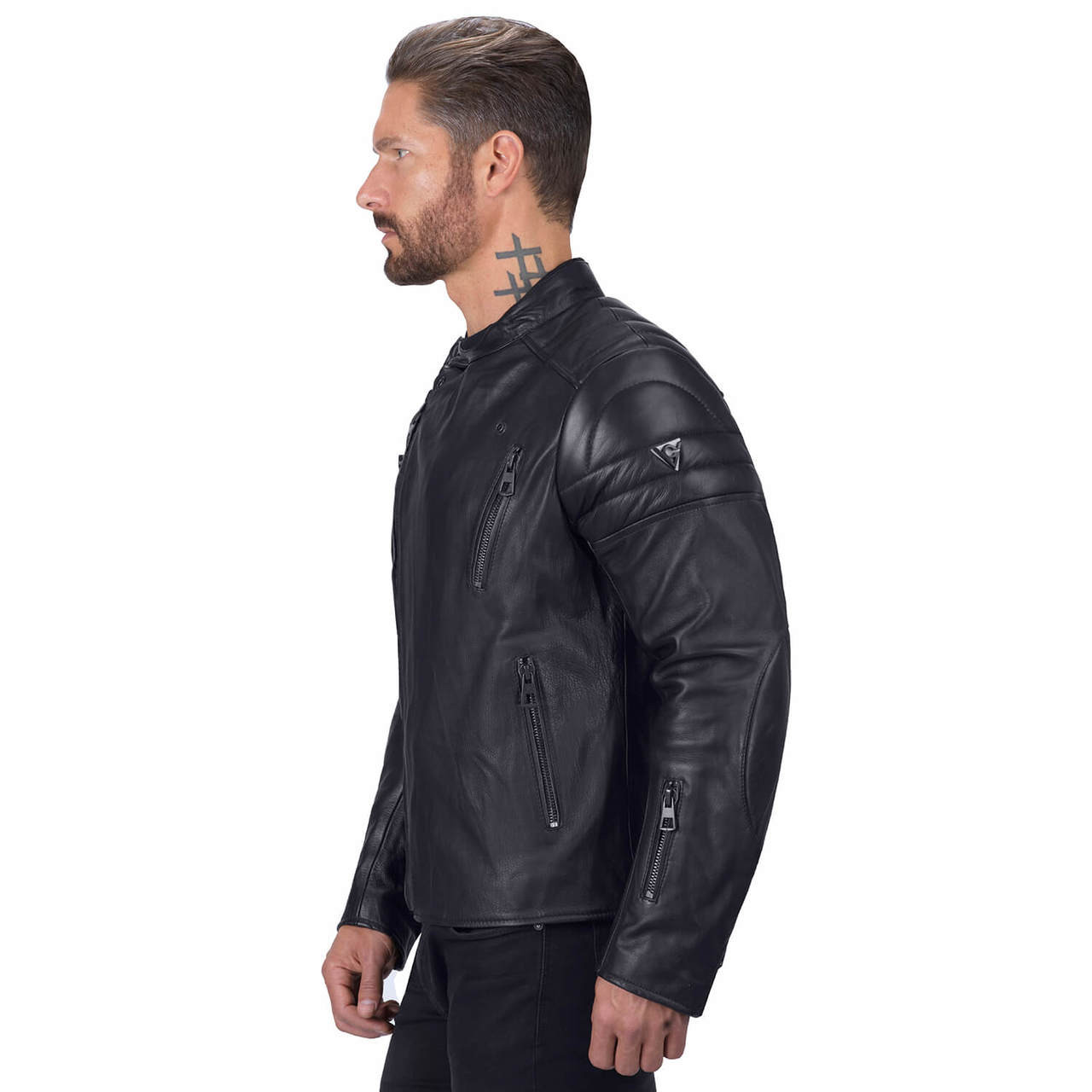 Viking Cycle Cafe Premium Black Leather Motorcycle Jacket For Men ...