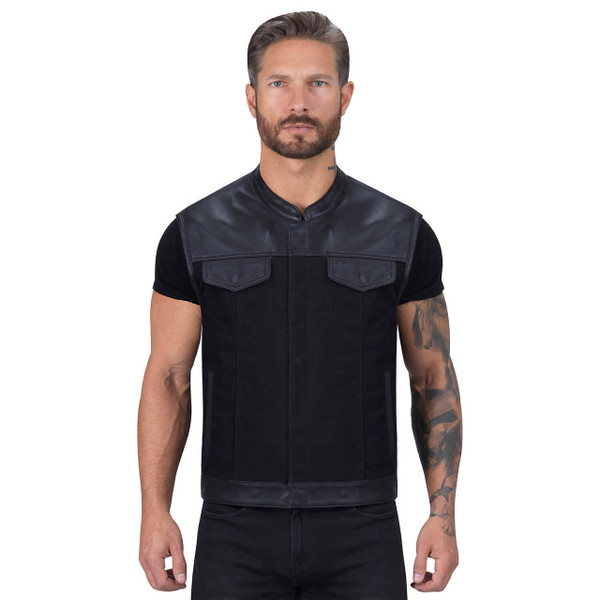 Viking Cycle Fusion Hybrid Leather Motorcycle Vest For Men