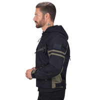 Viking Cycle Unshackled Black/Military Green Textile Motorcycle Hoodie Jacket for Men
