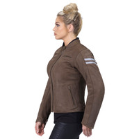 Viking Cycle Vintage Brown Leather Motorcycle Jacket For Women