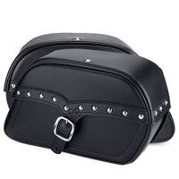 Viking Charger Single Strap Studded Medium Motorcycle Saddlebags For Harley Softail Low Rider 3