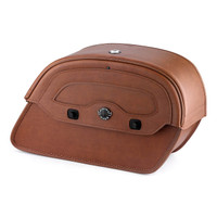 Viking Warrior Series Brown Large Motorcycle Saddlebags For Harley Dyna Low Rider FXDL 01