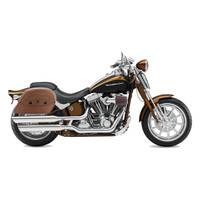 Viking Warrior Series Brown Large Motorcycle Saddlebags For Harley Softail Springer FXSTS