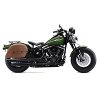 Viking Warrior Series Brown Large Motorcycle Saddlebags For Harley Softail Cross Bones FLSTSB
