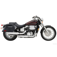 Honda 750 Shadow Spirit DC Viking Lamellar Slanted Leather Covered Motorcycle Hard Saddlebags