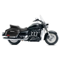Triumph Rocket III Touring Lamellar Extra Large Leather Covered Shock Cutout Motorcycle Saddlebags