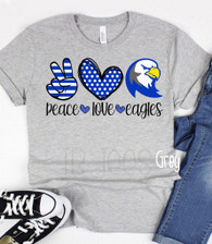 Peace Love Eagles GREY - Crosswind School Tees