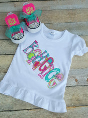 Girls'  Short Sleeve Tee with Applique Name