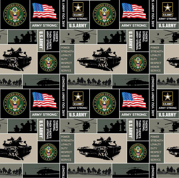 U.S. Army Fleece Fabric Geometric Design Licensed Fabric by the Yard