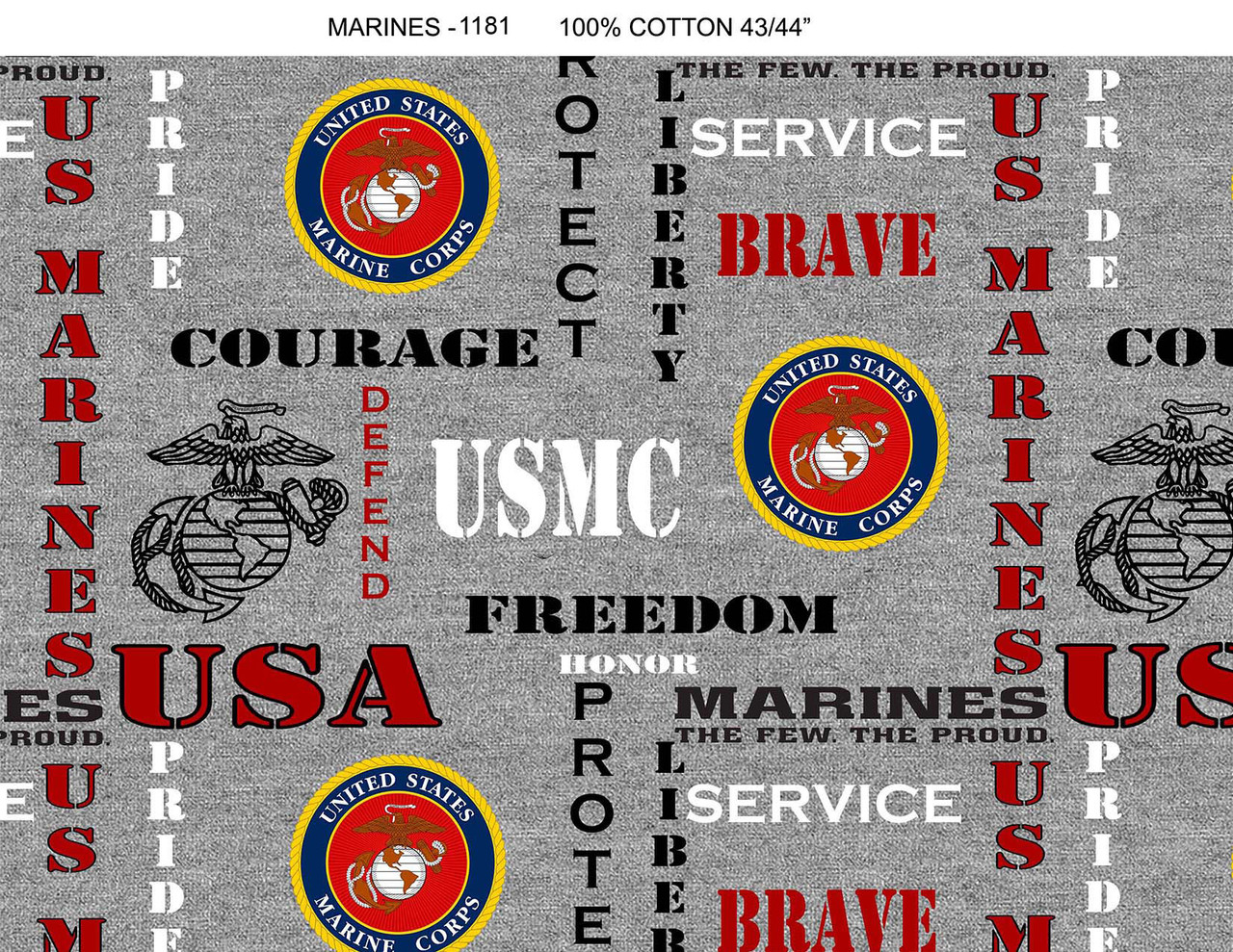 US Marines Cotton Fabric with Heather PatternSold by the Yard The