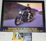 GREEN BAY PACKERS BRETT FAVRE 4 AUTOGRAPHED AUTO LEADER OF THE PACK HARLEY PHOTO
