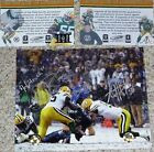 Hitman and Smack inscribed. RARE AJ Hawk & Abdul Hodge Exclusive Holograms and COAs - A. J. Hawk Abdul Hodge signed 8x10 Rookie snow game vs Seattle tackling photo.