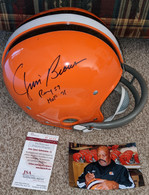 Jim Brown  autographed  Cleveland Browns RK big signature with Dual inscription: "ROY 57" and "HOF 71"  with JSA COA & Hologram