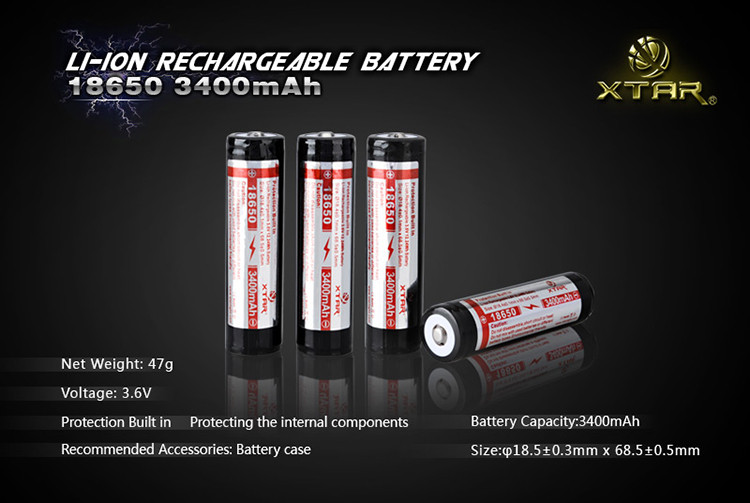 Battery,Rechargeable 18650 Panasonic/SANYO core 3400mAh 3.7V Li Ion Bp1  protected