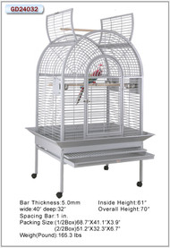 40" x 32" x 70" Dome-Open-Top Bird Cage