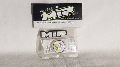 This is an MIP Blue Thread Gel Cup. MIP Blue Thread gel is a great product to keep your screws from falling out or coming loose at that critical race moment. 

Features: 
Help eliminate rattling parts and lost screws due to vibration
Build vehicle with confidence
Prevent thread corrosion
Easily removed by hand tools
Keeps screws and bolts in place where you want them, not left behind on the track
100% Quality made in the USA! 