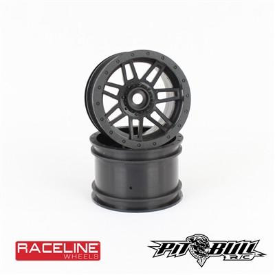 RACELINE WHEELS is one of the top Wheel companies in the 1:1 world and good friends of Pit Bull Tires...hence...who else do you think we would want to work with? We only work with top quality companies with integrity.

Pit Bull RC Officially Licensed Raceline wheels are made from top quality stoic material:

Designed to fit 2.2 Tires in the Scale RC market
Top Quality Plastic
Fits 12mm hex hubs
Reinforced Hex design - adds strength
