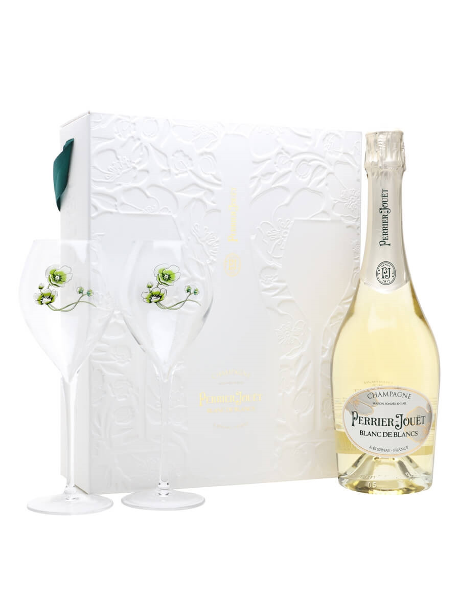 Perrier-Jouet Blanc de Blancs NV + 2 Champagne Glasses (750ML) -  grandvinwinemerchants.com