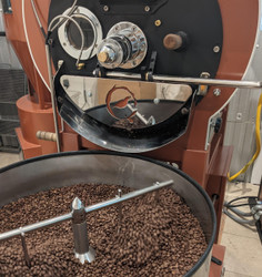 Our coffee roaster in action.
