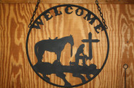 Praying Cowboy with his Horse at the Cross