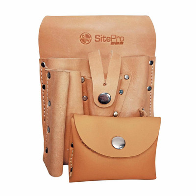 Sitepro 9-Pocket Leather Professional Contractors Tool Pouch | Precision Laser & Instrument