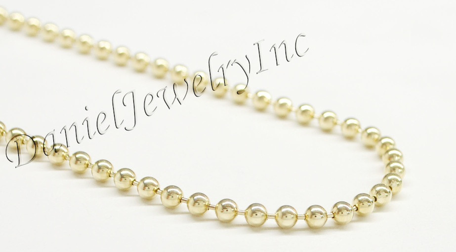 Ball Bead Solid Chain 32" 30" 28" 26" 24" 22" 14k gold 4mm 44.1g Link
