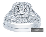 New Bridal Ladies 1.12ct Halo Diamond Wedding Ring White Gold 14k 