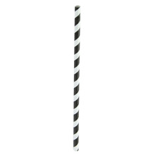 Black Striped Paper Straws Dia:0.23in L:8.3in - 25pcs/pack