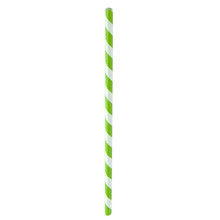 Lime Green Striped Paper Straws Dia:0.23in L:8.3in - 25pcs/pack
